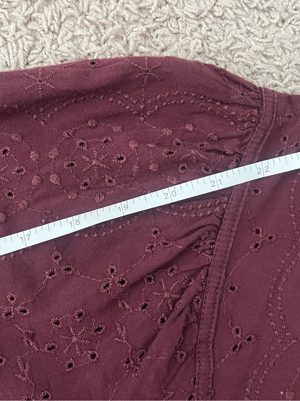 Old Navy Burgundy Eyelet Peasant Blouse - Picture 9 of 10